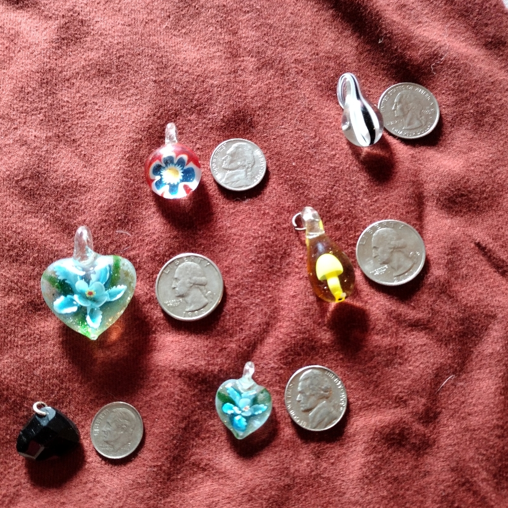 Glass necklace charms
